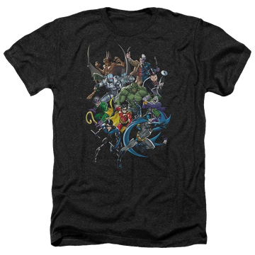Charcoal men's heather t-shirt with Batman Saints And Psychos graphic
