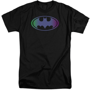 Black men's tall fit t-shirt with Batman Gradient Bat Logo graphic