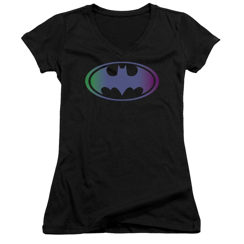 Batman Gradient Bat Logo - Juniors V-Neck T-Shirt Juniors V-Neck T-Shirt Batman