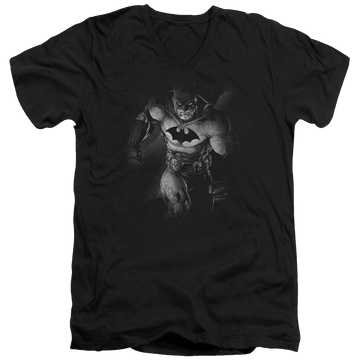 Black men's v-neck t-shirt with Batman Materialized graphic