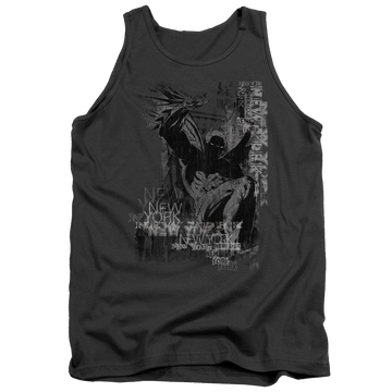 Charcoal men's tank with Batman The Knight Life graphic