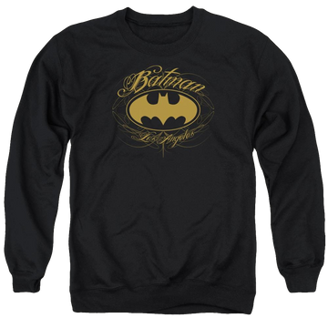 Black men's crewneck sweatshirt with Batman La graphic