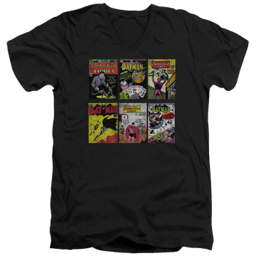 Black men's v-neck t-shirt with Batman Bm Covers graphic