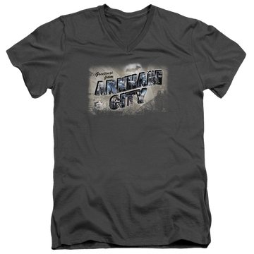 Batman - Arkham Greetings From Arkham - Men's V-Neck T-Shirt Men's V-Neck T-Shirt Batman