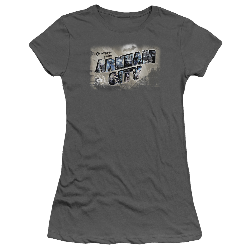 Batman - Arkham Greetings From Arkham - Juniors T-Shirt Juniors T-Shirt Batman