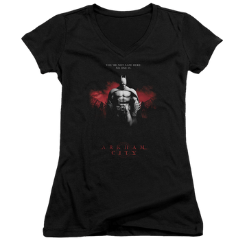 Batman - Arkham Standing Strong - Juniors V-Neck T-Shirt Juniors V-Neck T-Shirt Batman
