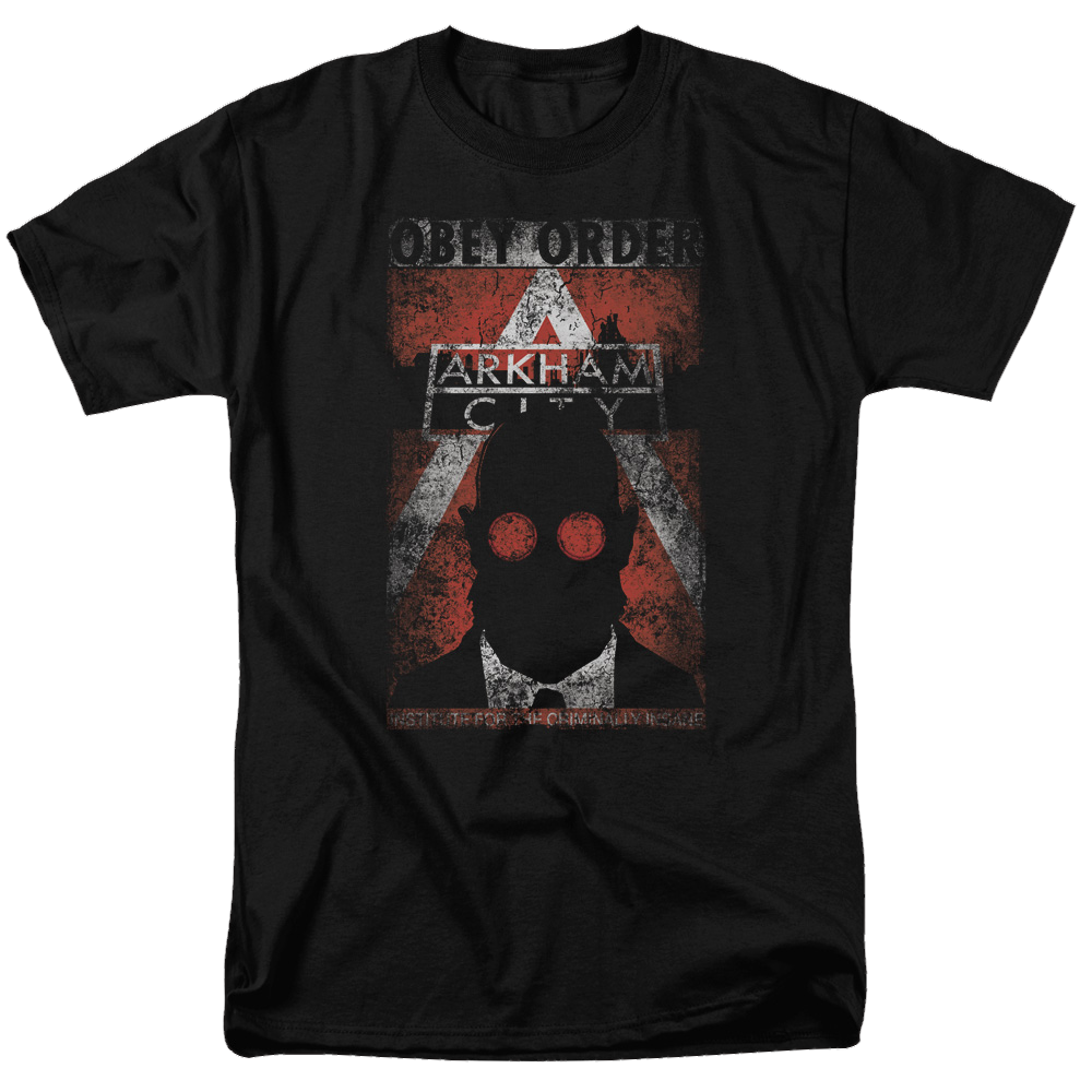 Batman - Arkham Obey Order Poster - Men's Regular Fit T-Shirt Men's Regular Fit T-Shirt Batman