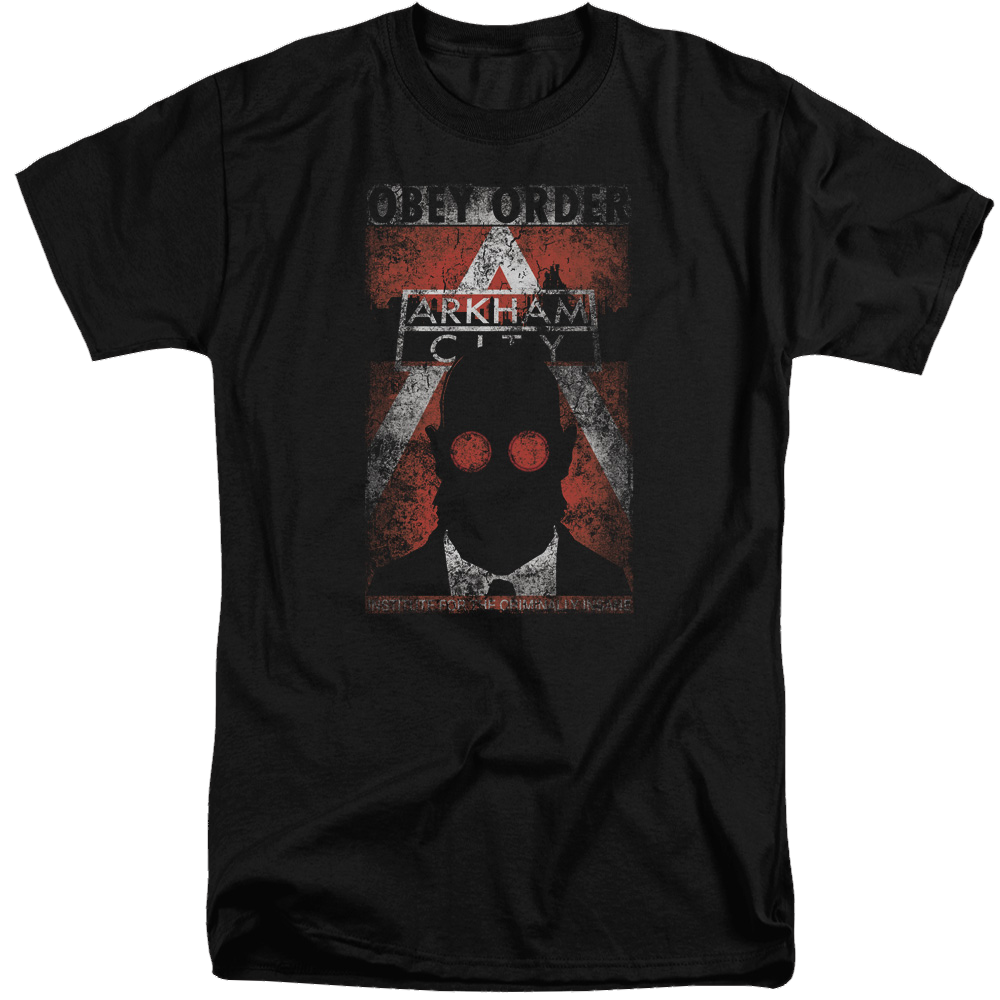Batman - Arkham Obey Order Poster - Men's Tall Fit T-Shirt Men's Tall Fit T-Shirt Batman