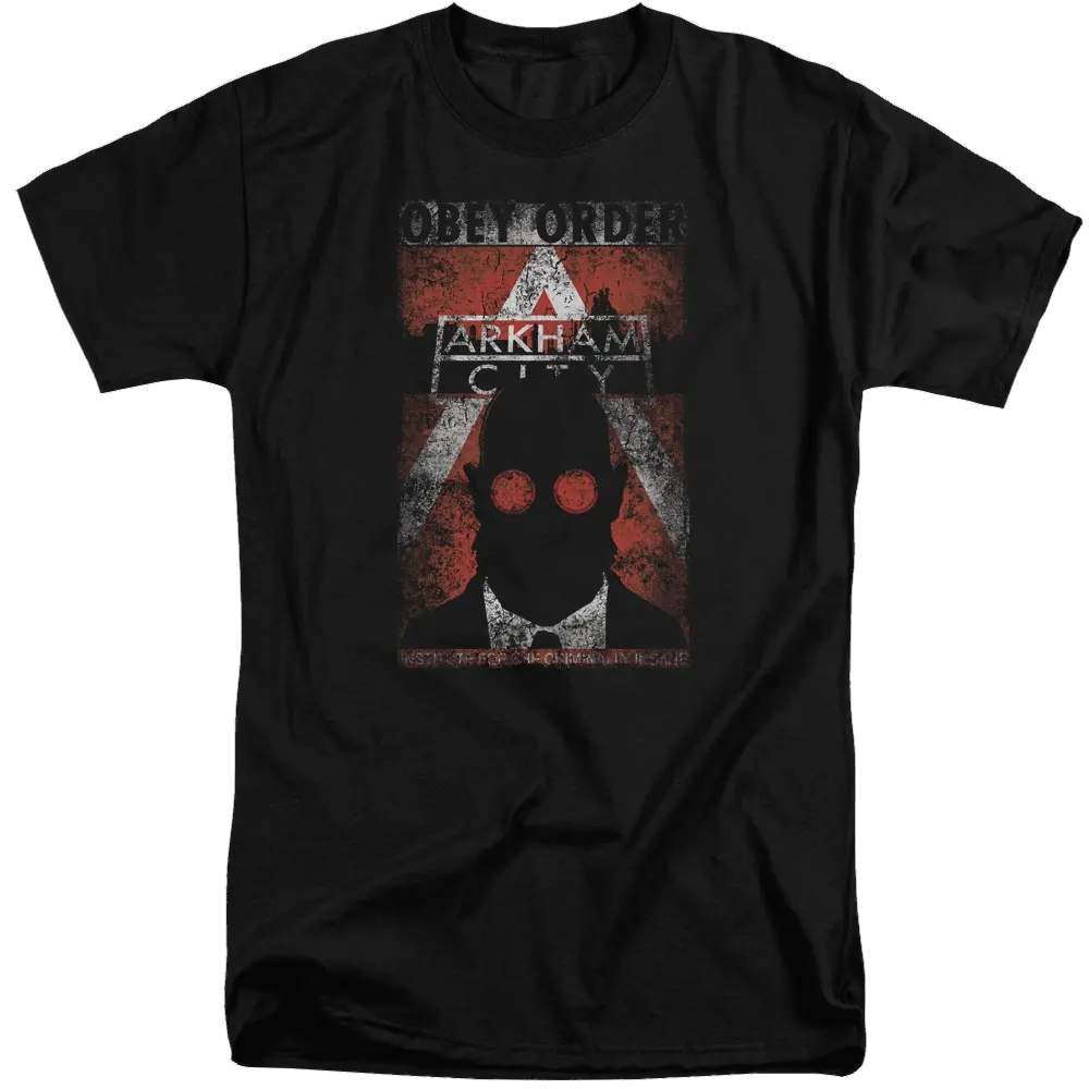 Batman - Arkham Obey Order Poster - Men's Tall Fit T-Shirt Batman
