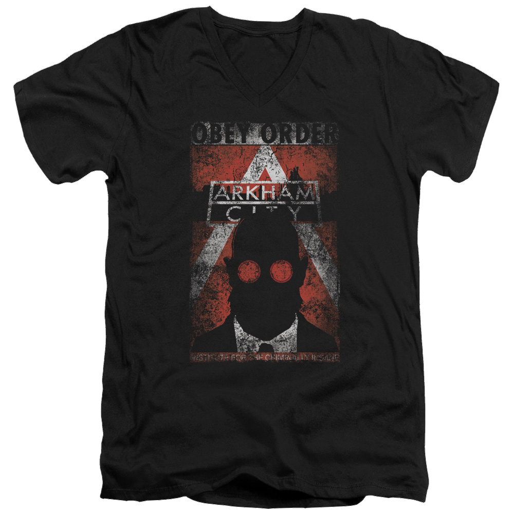 Batman - Arkham Obey Order Poster - Men's V-Neck T-Shirt Men's V-Neck T-Shirt Batman