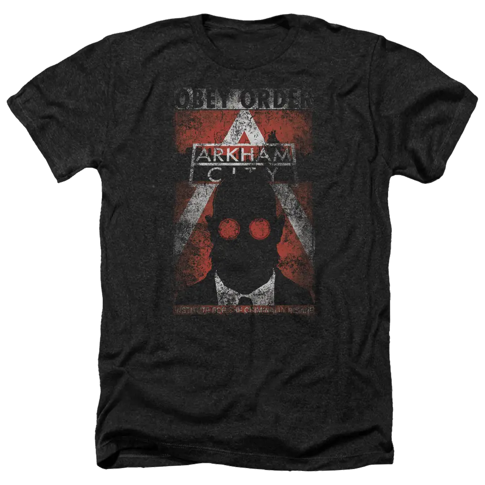 Batman - Arkham Obey Order Poster - Men's Heather T-Shirt Batman