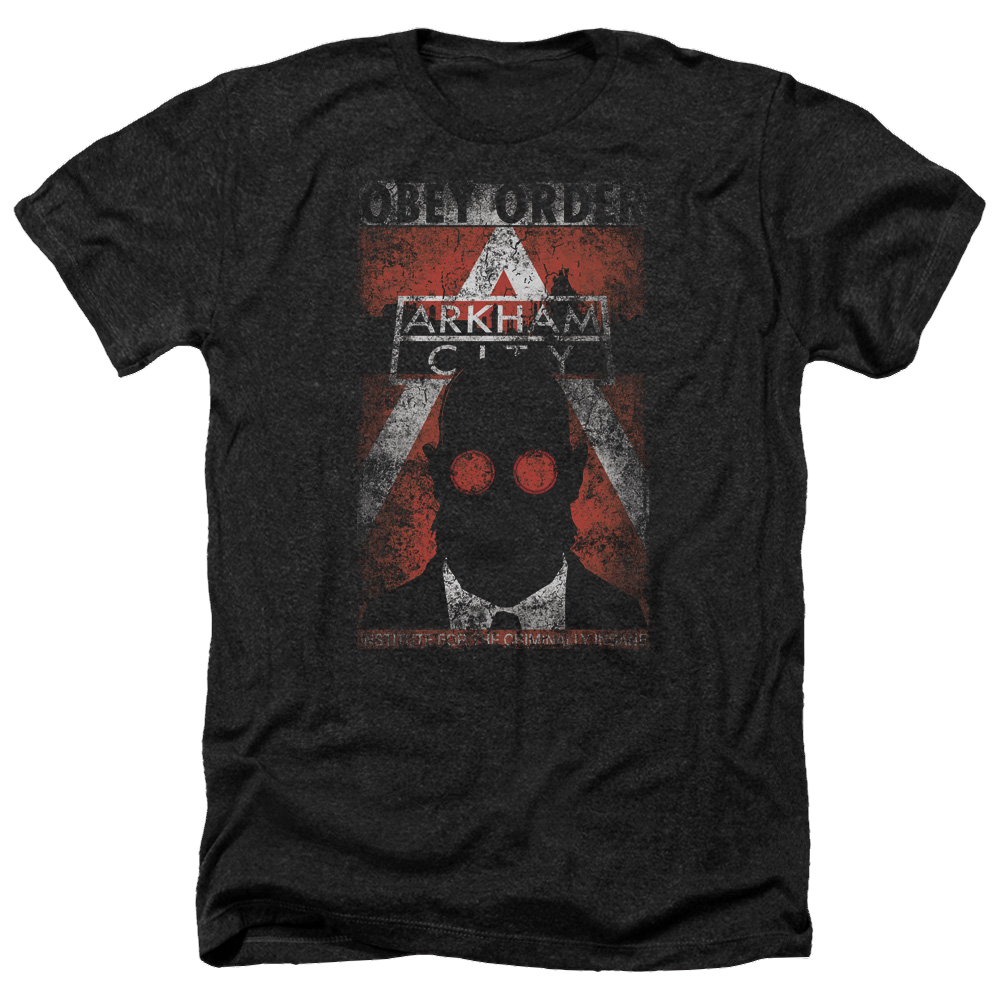 Batman - Arkham Obey Order Poster - Men's Heather T-Shirt Men's Heather T-Shirt Batman