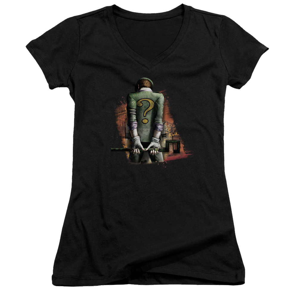 Batman - Arkham Riddler Convicted - Juniors V-Neck T-Shirt Juniors V-Neck T-Shirt Batman