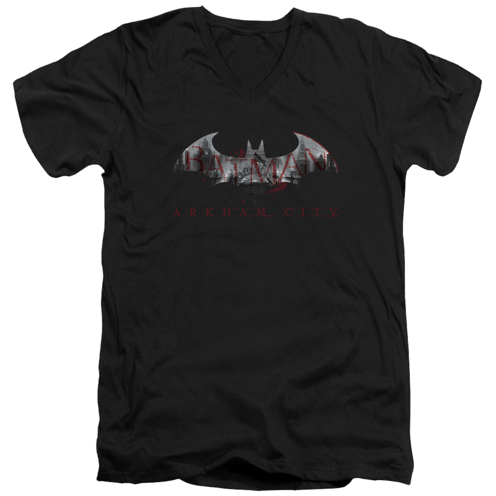Batman - Arkham Bat Fill - Men's V-Neck T-Shirt Men's V-Neck T-Shirt Batman