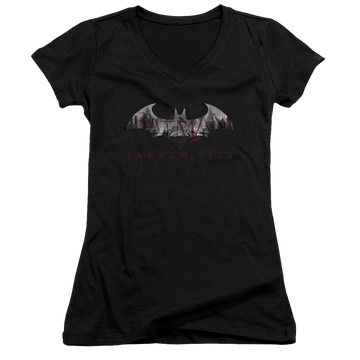 Batman - Arkham Bat Fill - Juniors V-Neck T-Shirt Juniors V-Neck T-Shirt Batman