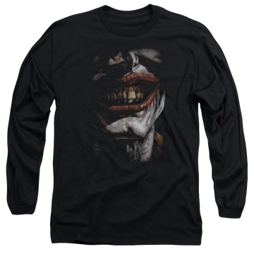 Black men's long sleeve t-shirt with Batman Smile Of Evil graphic