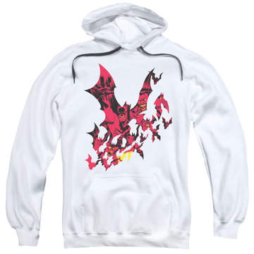 White pullover hoodie with Batman Broken City graphic