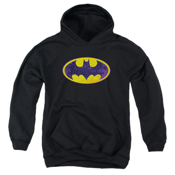 DC Batman Bm Neon Distress Logo - Youth Hoodie Youth Hoodie (Ages 8-12) Batman