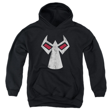 Black youth hoodie for ages 8 to 12 with Bane Mask graphic