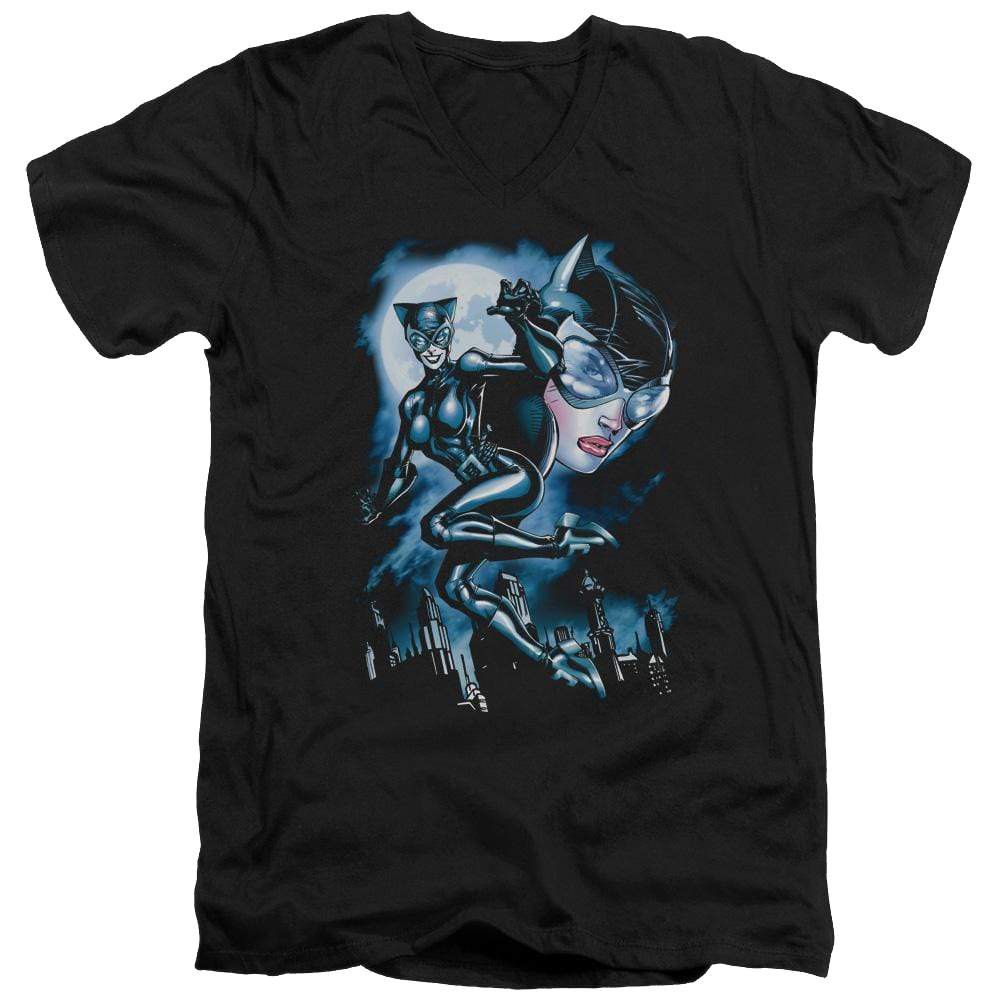 Batman Moonlight Cat - Men's V-Neck T-Shirt Men's V-Neck T-Shirt Catwoman