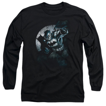 Black men's long sleeve t-shirt with Batman Spotlight graphic