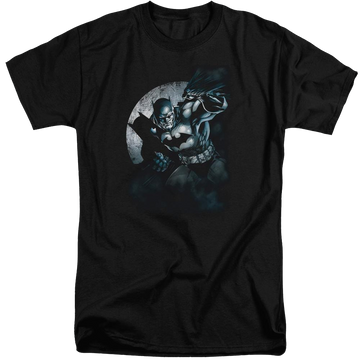 Black men's tall fit t-shirt with Batman Spotlight graphic