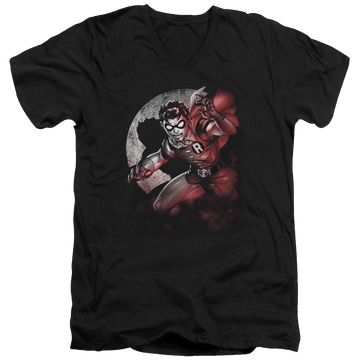 Black men's v-neck t-shirt with Batman Robin Spotlight graphic