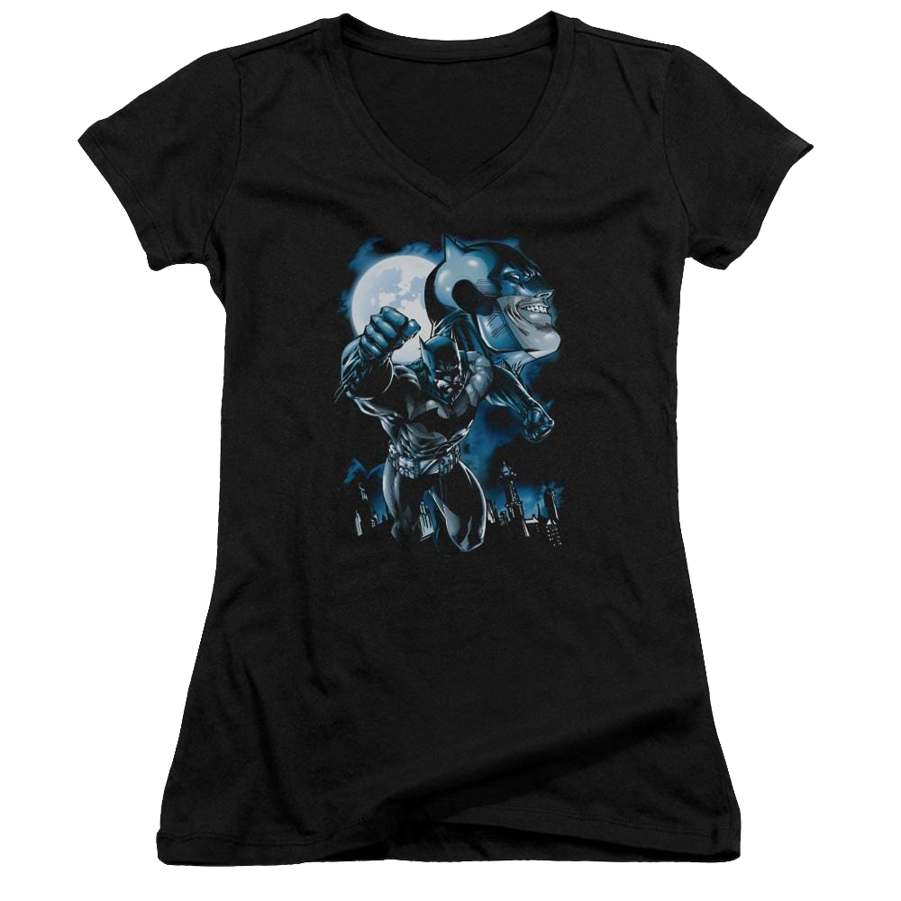 Batman Moonlight Bat - Juniors V-Neck T-Shirt Juniors V-Neck T-Shirt Batman