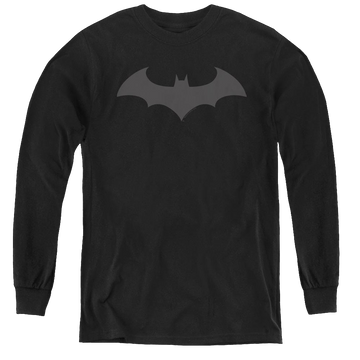 Black youth long sleeve t-shirt with Dc Batman Hush Logo graphic