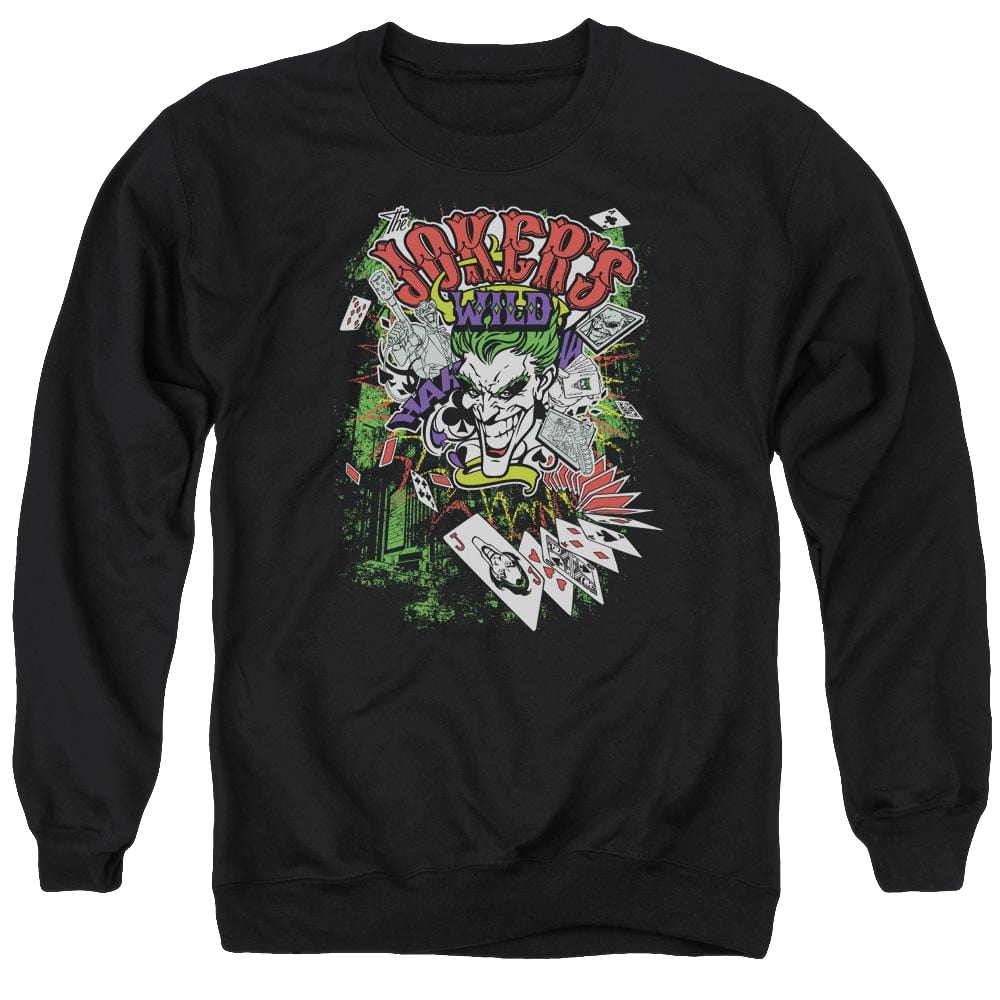 Batman Jokers Wild - Men's Crewneck Sweatshirt Men's Crewneck Sweatshirt Joker