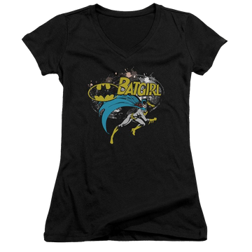 Batman Batgirl Halftone - Juniors V-Neck T-Shirt Juniors V-Neck T-Shirt Batman