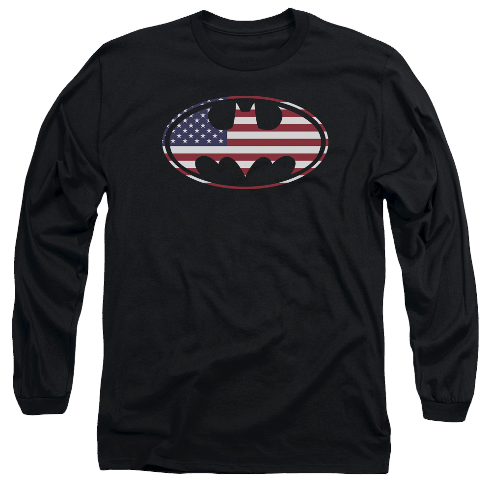 Batman American Flag Oval - Men's Long Sleeve T-Shirt Men's Long Sleeve T-Shirt Batman