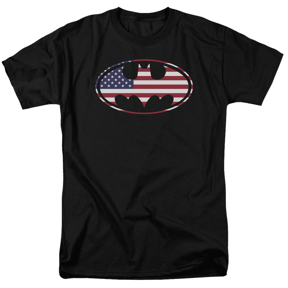 Batman American Flag Oval - Men's Regular Fit T-Shirt Men's Regular Fit T-Shirt Batman