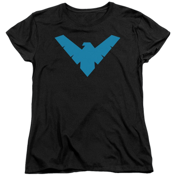 Black women's t-shirt with Batman Nightwing Symbol graphic