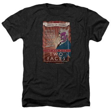 Charcoal men's heather t-shirt with Batman Two Faces graphic