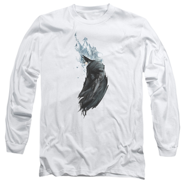 White men's long sleeve t-shirt with Batman Wash graphic