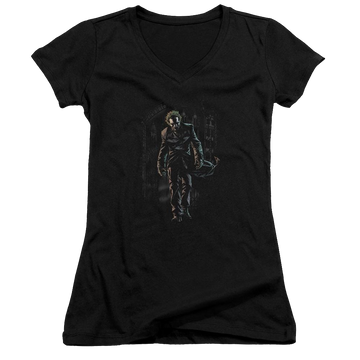 Batman Joker Leaves Arkham - Juniors V-Neck T-Shirt Juniors V-Neck T-Shirt Joker