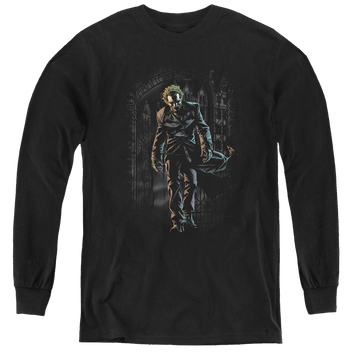 Joker, The Joker Leaves Arkham - Youth Long Sleeve T-Shirt Youth Long Sleeve T-Shirt Joker