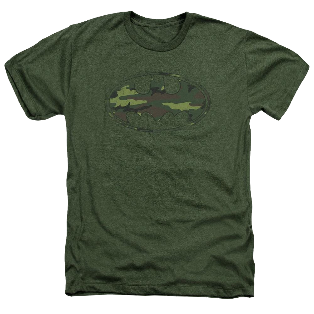 Batman Distressed Camo Shield - Men's Heather T-Shirt Men's Heather T-Shirt Batman