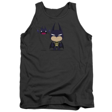Charcoal men's tank with Cute Batman graphic