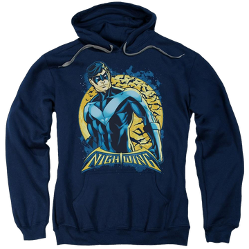 Navy pullover hoodie with Batman Nightwing Moon graphic