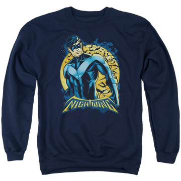 Navy men's crewneck sweatshirt with Batman Nightwing Moon graphic