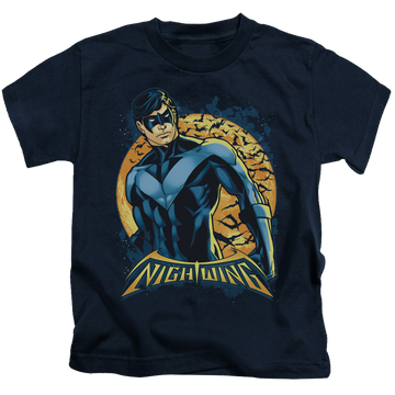 Navy kid's t-shirt for ages 4 to 7 with Nightwing Moon graphic