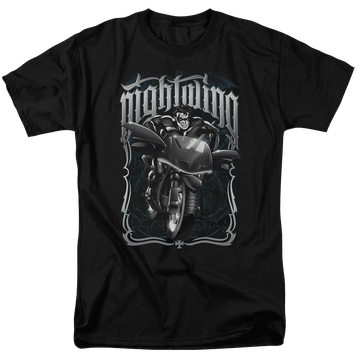 Black men's regular fit t-shirt with Batman Nightwing Biker graphic