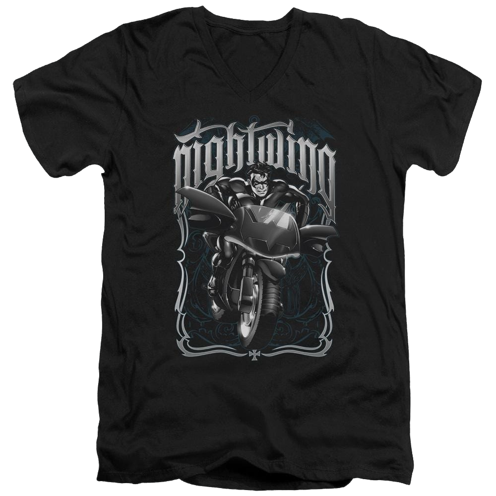 Batman Nightwing Biker - Men's V-Neck T-Shirt Men's V-Neck T-Shirt Nightwing