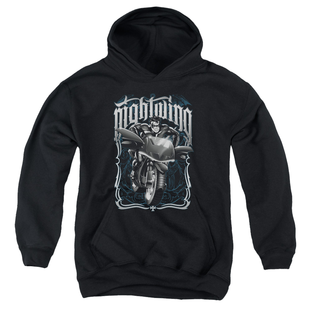 Nightwing Nightwing Biker - Youth Hoodie Youth Hoodie (Ages 8-12) Nightwing