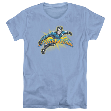 Carolina blue women's t-shirt with Nightwing Burst graphic