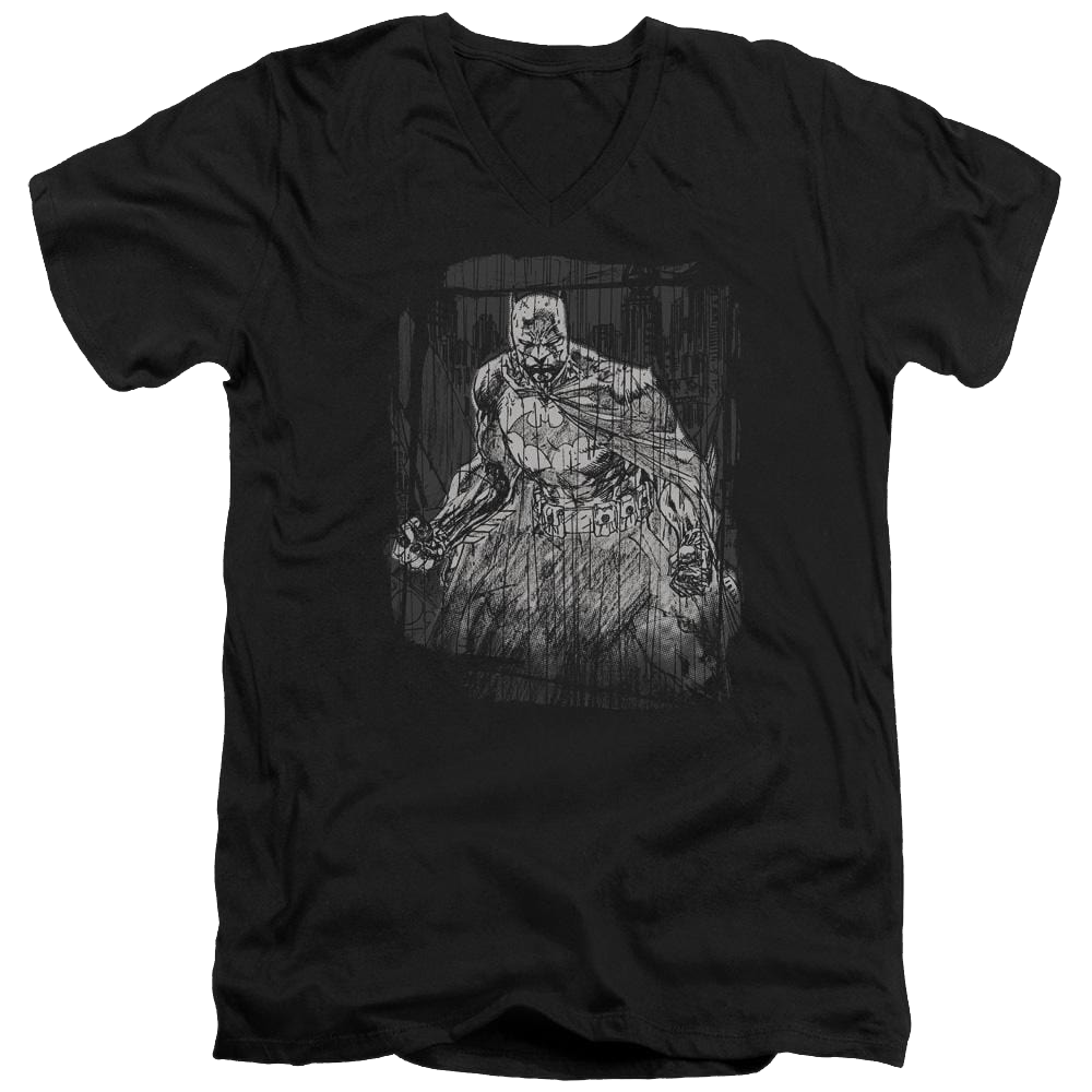 Batman Pencilled Rain - Men's V-Neck T-Shirt Men's V-Neck T-Shirt Batman