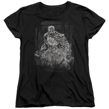 Black women's t-shirt with Batman Pencilled Rain graphic