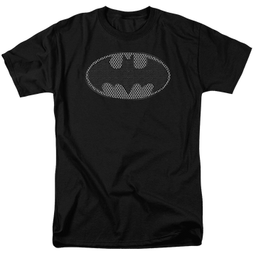 Black men's regular fit t-shirt with Batman Chainmail Shield graphic